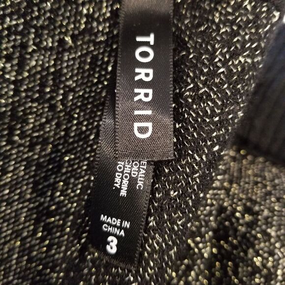 Torrid Women Plus Platinum Sweater Legging Pants Sz 3X  Lurex Black Pull On Cozy - Picture 7 of 8